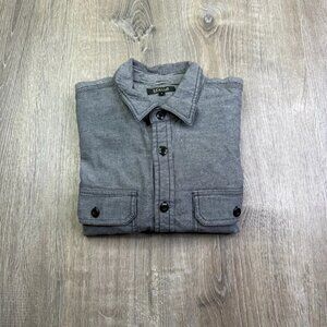 VTG Izzue Mens Heather Gray Cotton Trimming Short Sleeve Button Up Shirt Size 5
